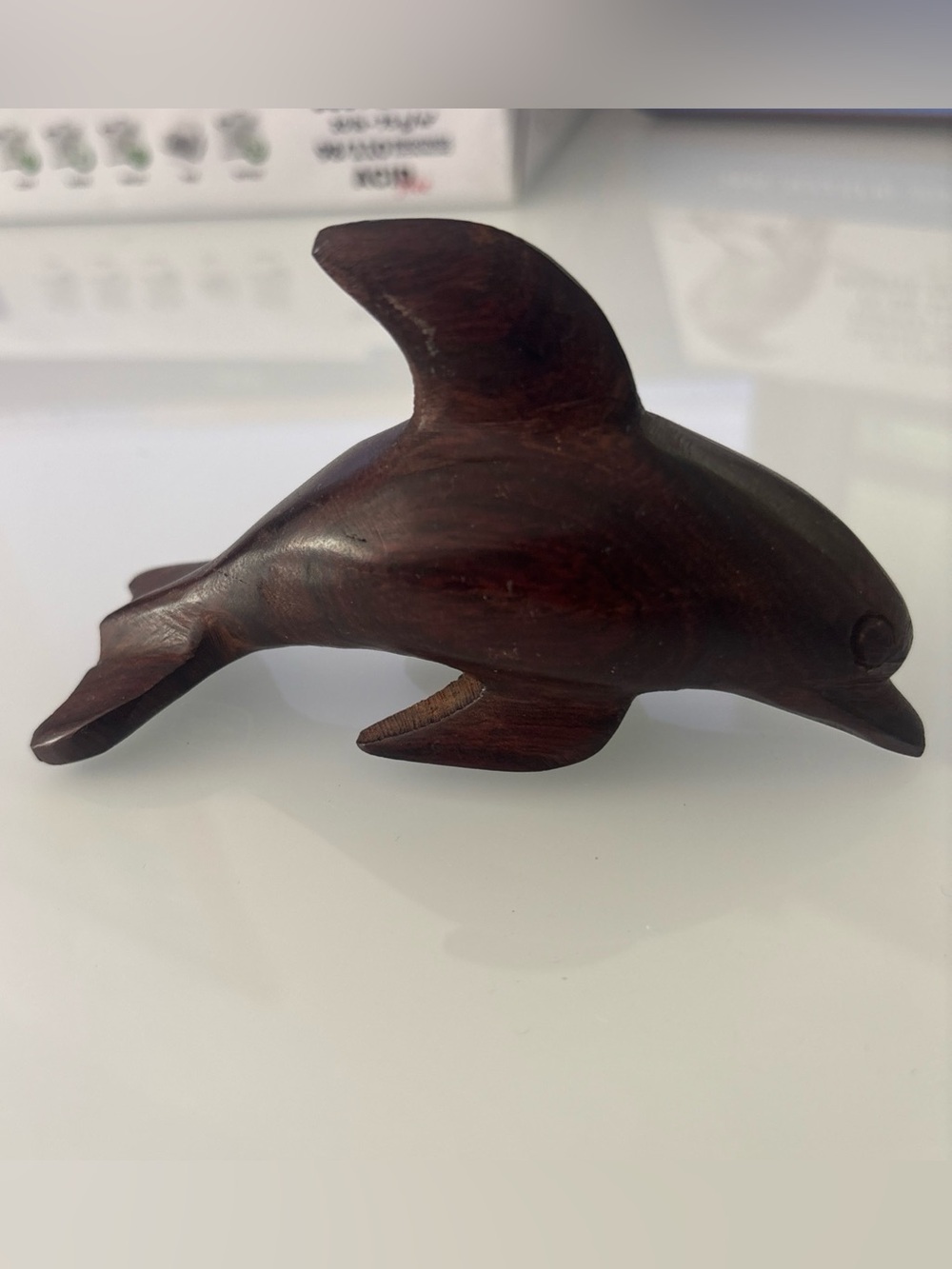 Hand Carved Heavy Ironwood Dolphin From Mexico 5”Figurine